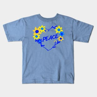 I stand with Ukrainian, sunflowers and heart, peace not war. Kids T-Shirt